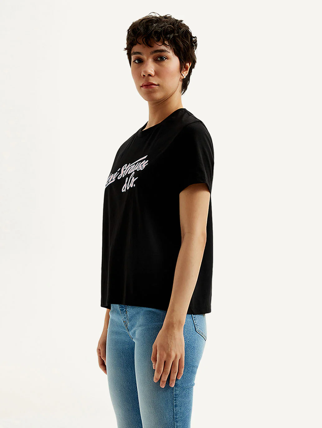 Women's Typography Black Crew Neck T-shirt - Image 5