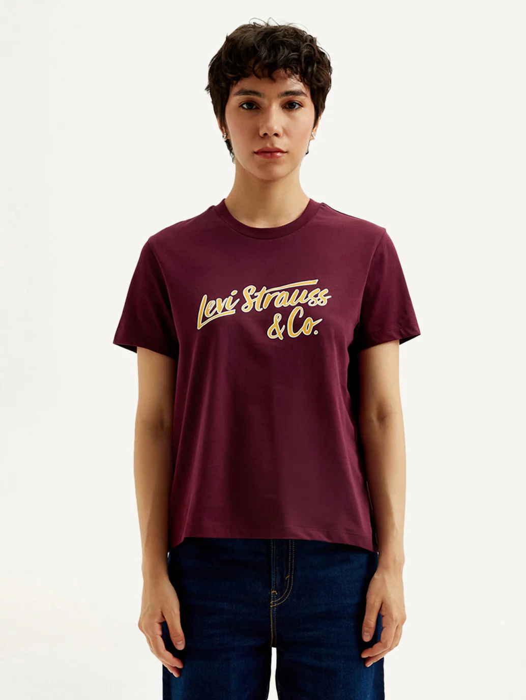 Women's Typography Maroon Crew Neck T-Shirt - Image 2