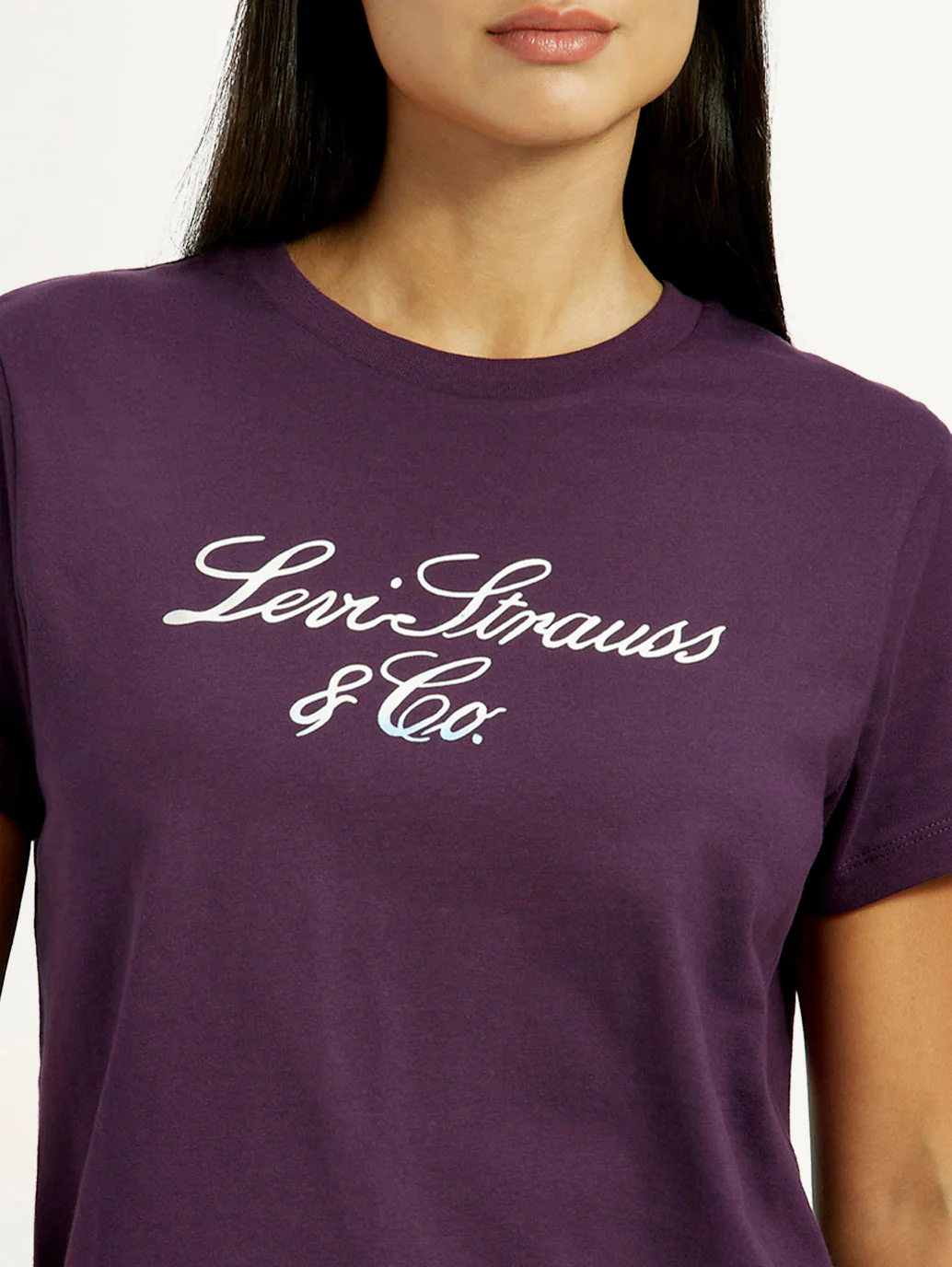 Women's Typography Purple Crew Neck T-shirt - Image 3