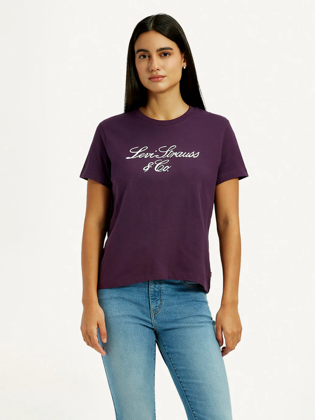 Women's Typography Purple Crew Neck T-shirt - Image 5