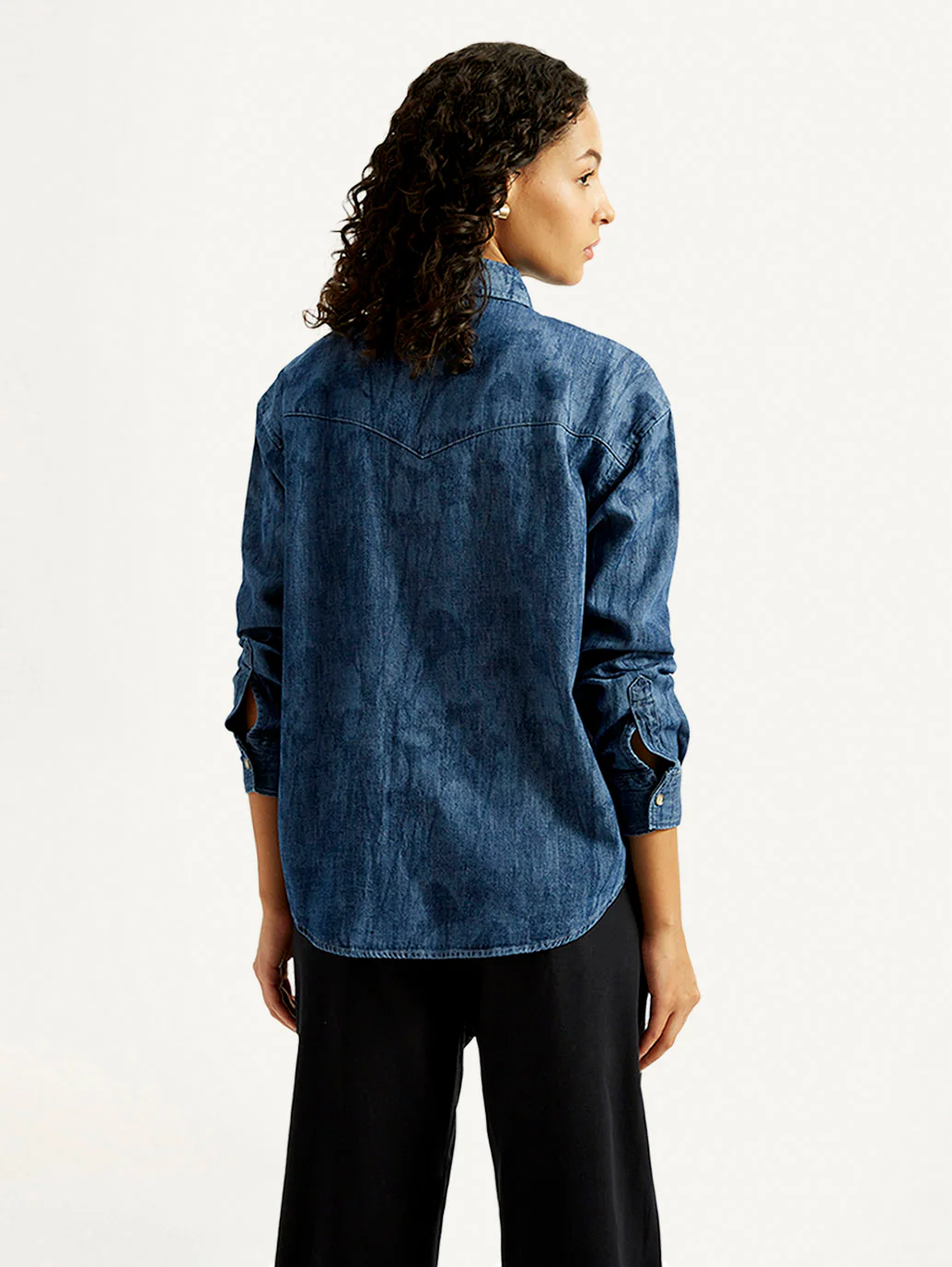 Women's Washed Relaxed Fit Denim Shirt - Image 3