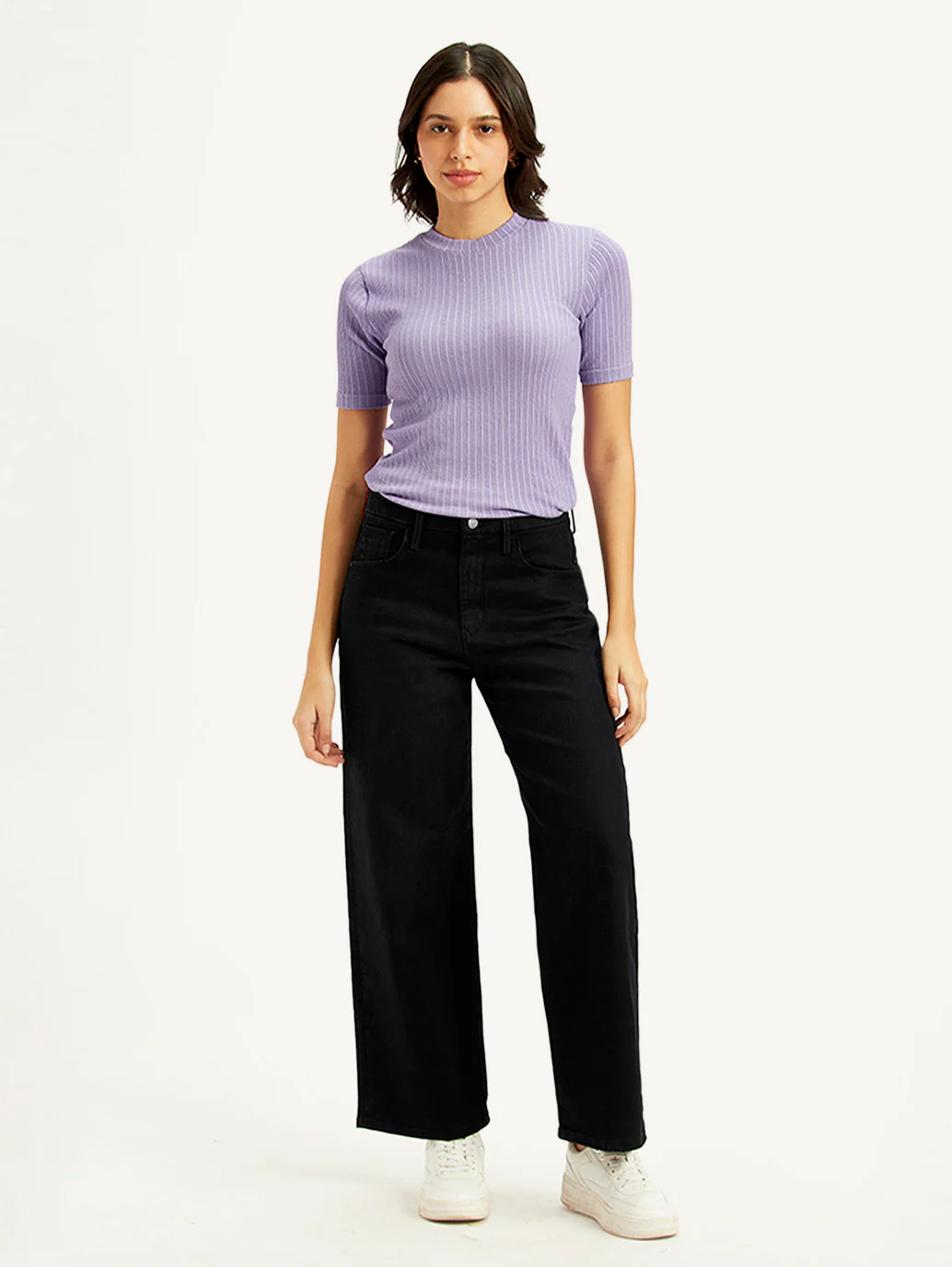 Women's Redloop Black Wide Leg Fit High Rise Jeans
