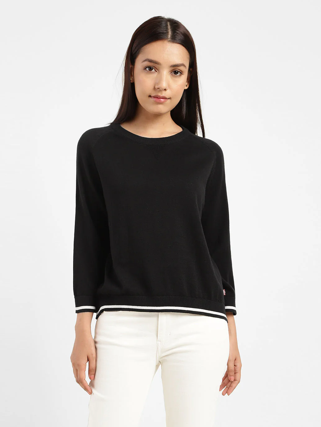 Women's solid round neck sweater - Image 2